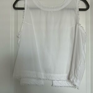 Thread & Supply White Frayed Hem Tank Top